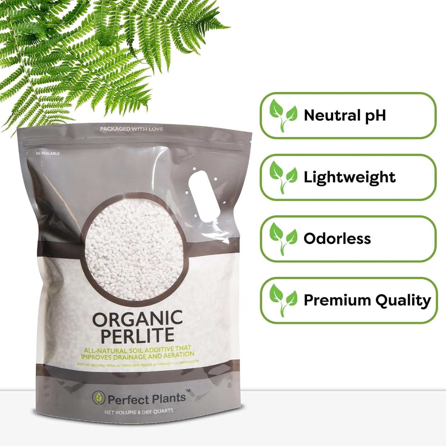 Organic Perlite by  ā Add to Soil for Indoor & Outdoor Container Plants for Drainage Management and Enhanced Growth (8Qts.)
