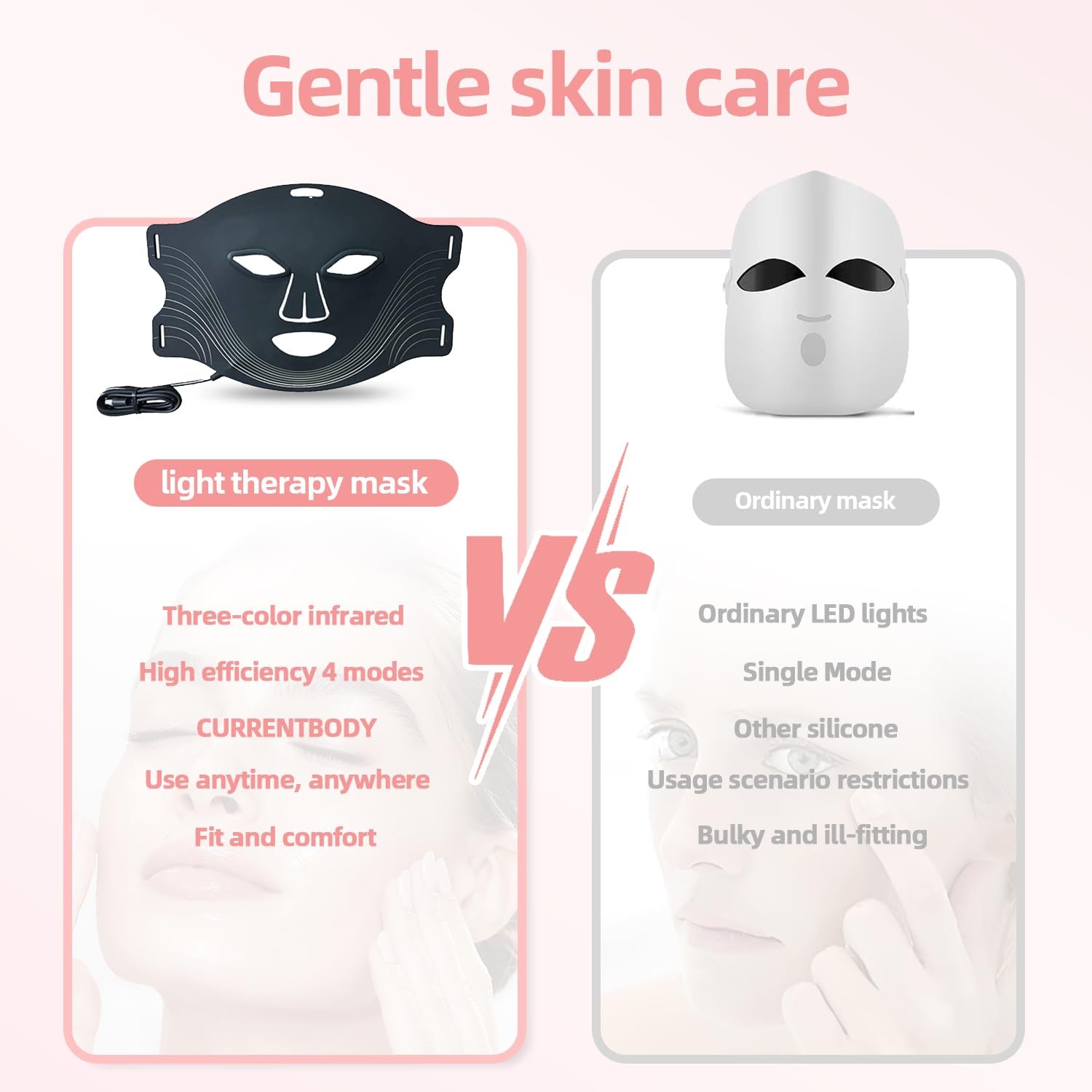 New Red Light Therapy for Face,Blue Red Light Therpy Mask for Face